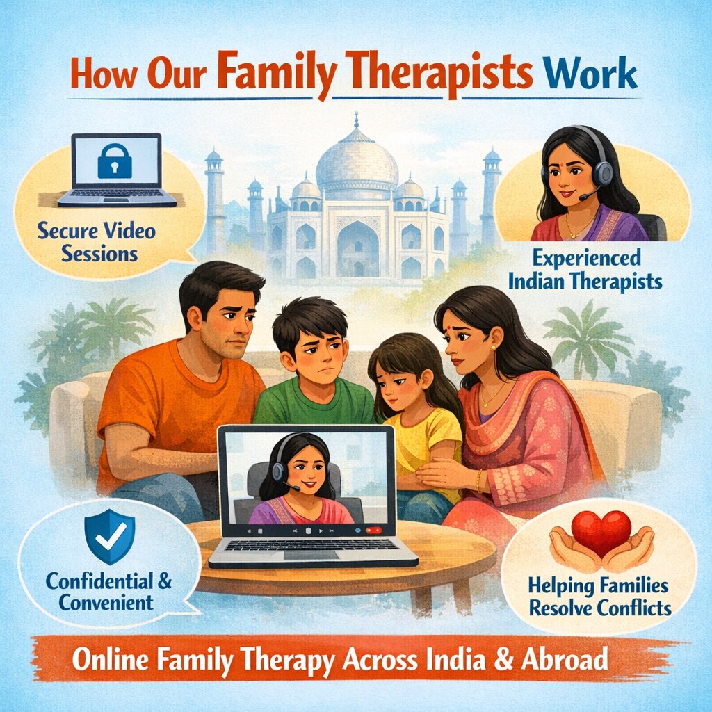 Online family therapy session with senior psychologist
