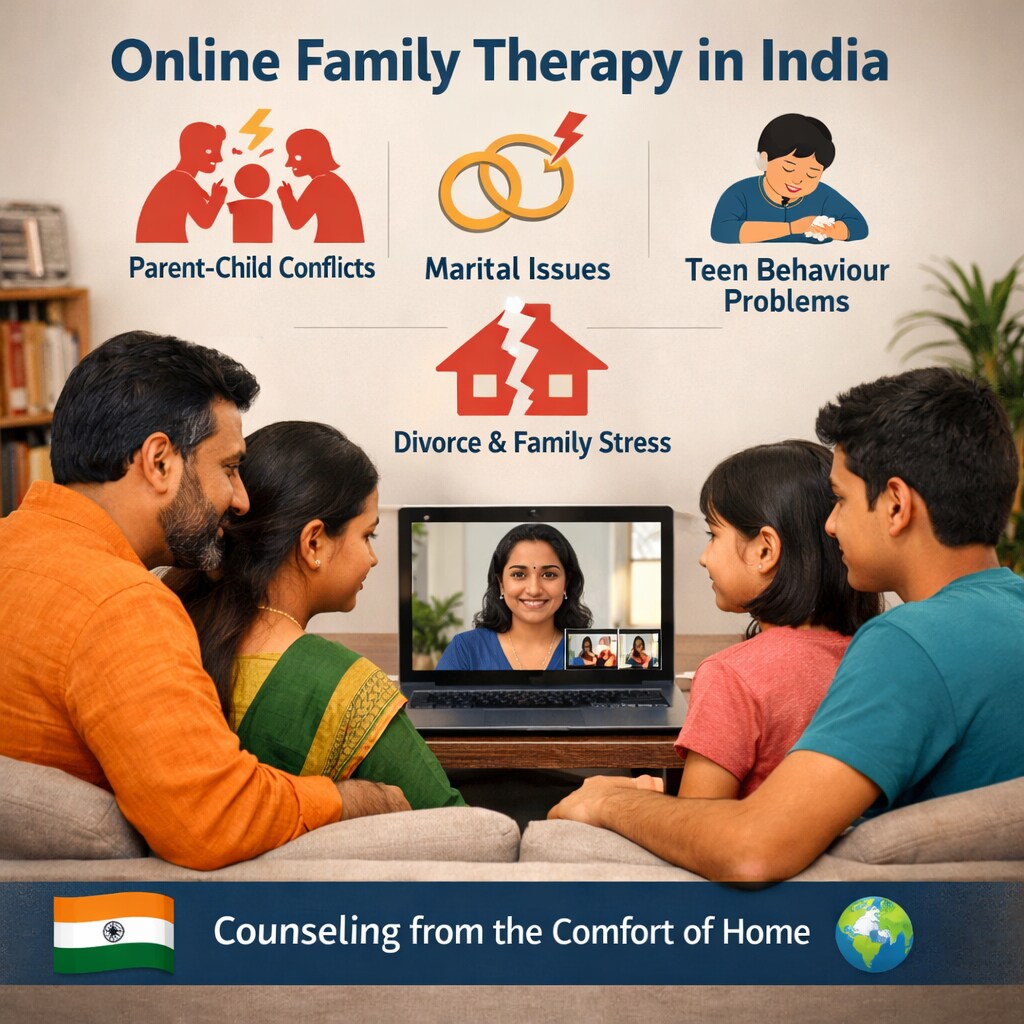 Online family therapy session in India with senior psychologist